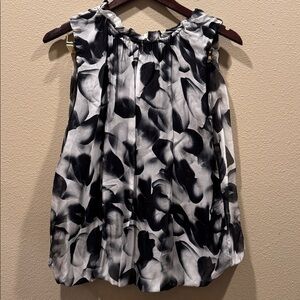 Black and White Sleeveless Blouse